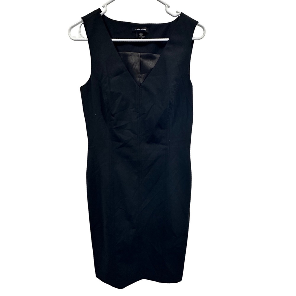 NATORIOUS Women Black V Neck Sleeveless Sheath Career‎ Dress Size 6